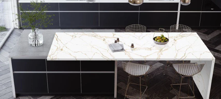 Calacatta Palermo quartz countertop in modern kitchen