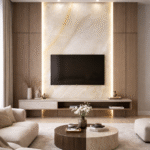 Gold agate tv unit accent wall