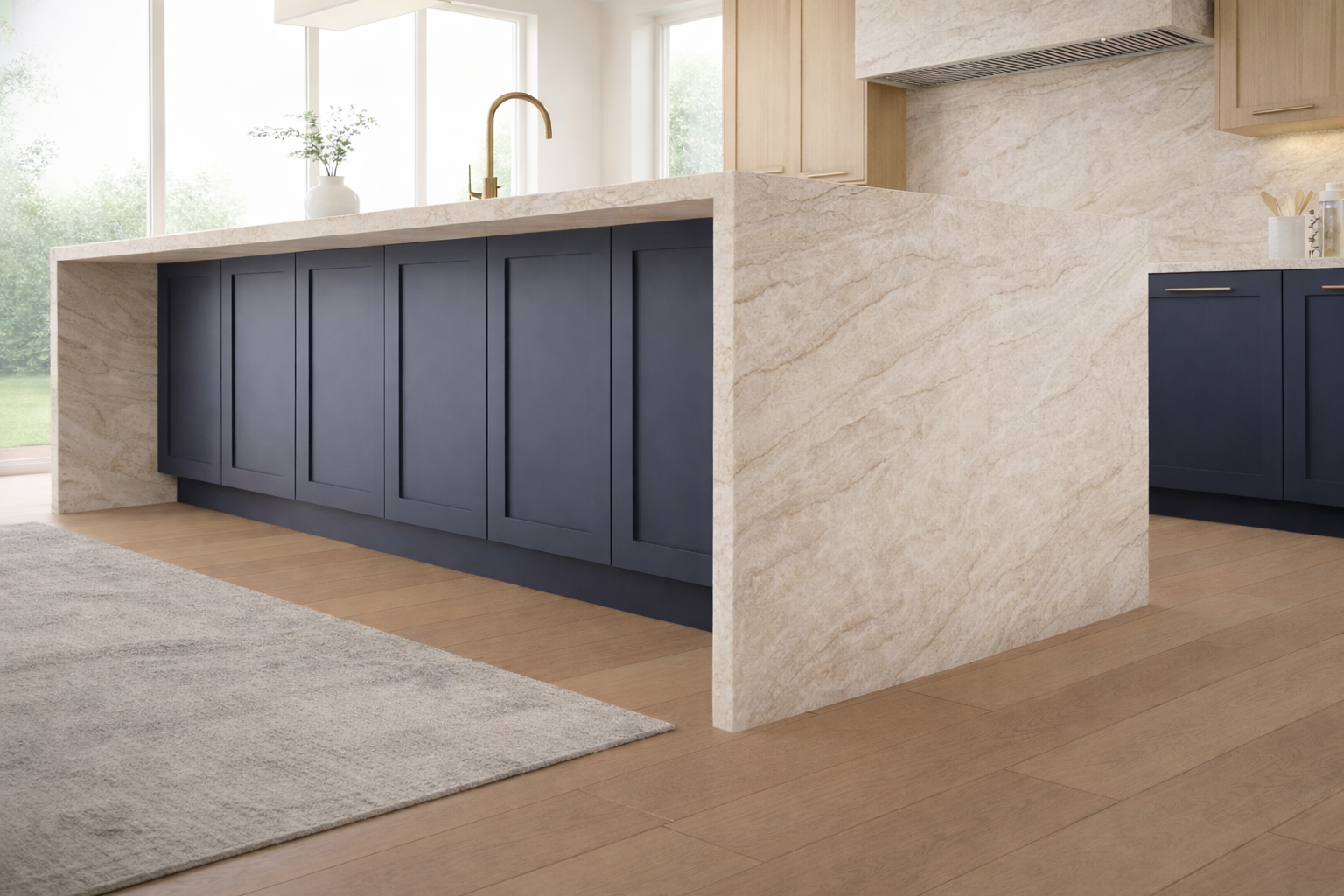 Tajmahal printed quartz kitchen render