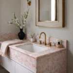 Rose quartz bathroom vanity